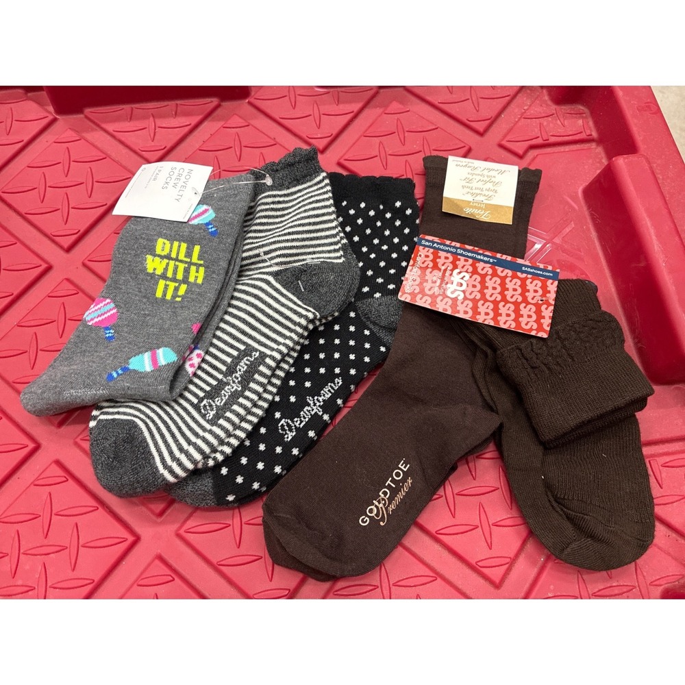 Womens Sock Bundle 5 Pairs Dearfoams Goldtoe SAS NWT Crew Ankle Brown Grey